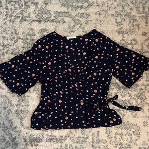 Anthropologie brand Le Lis Wrap textured polka dot Blouse